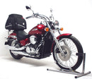 The Honda VT 750 Shadow Phantom (12-13) Bike-Pack Kit by Ventura features a stylish black pack with orange accents, an easy-install Evo-Rack for the bike's rear, and versatile L-Bracket components, as shown in a generic image.