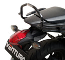 Image showcasing the Ventura EVO-12 Bike-Pack Kit for Honda NC 750S (14-20), featuring an EVO-12 pack and versatile Adjustable Pack-Rack with bike attachment. Includes a generic image of an L-bracket with screws.