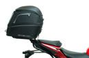 EVO-12 Bike-Pack Kit includes a top-left view of the Evo-12 pack, a top-right image of the Ventura Evo-Rack mounted on a Honda CB 500F (2020) highlighting its sturdy pannier support, and a bottom section displaying the L-Bracket with screws and hardware as 'Generic Image'.