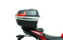 EVO-12 Bike-Pack Kit includes a top-left view of the Evo-12 pack, a top-right image of the Ventura Evo-Rack mounted on a Honda CB 500F (2020) highlighting its sturdy pannier support, and a bottom section displaying the L-Bracket with screws and hardware as 'Generic Image'.