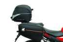 EVO-12 Bike-Pack Kit includes a top-left view of the Evo-12 pack, a top-right image of the Ventura Evo-Rack mounted on a Honda CB 500F (2020) highlighting its sturdy pannier support, and a bottom section displaying the L-Bracket with screws and hardware as 'Generic Image'.