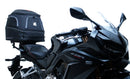 Image of the Ventura EVO-12 Kit for Honda CB 650R, CBR 650R (21 ->), with a sleek black pack, adjustable EVO-Rack, and L-Bracket with screws. The "Venture Bike" rack seamlessly integrates with any Top-Box Rack design.