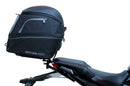 Image of the Ventura EVO-12 Kit for Honda CB 650R, CBR 650R (21 ->), with a sleek black pack, adjustable EVO-Rack, and L-Bracket with screws. The "Venture Bike" rack seamlessly integrates with any Top-Box Rack design.
