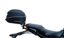 Image of the Ventura EVO-12 Kit for Honda CB 650R, CBR 650R (21 ->), with a sleek black pack, adjustable EVO-Rack, and L-Bracket with screws. The "Venture Bike" rack seamlessly integrates with any Top-Box Rack design.
