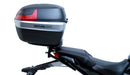 Image of the Ventura EVO-12 Kit for Honda CB 650R, CBR 650R (21 ->), with a sleek black pack, adjustable EVO-Rack, and L-Bracket with screws. The "Venture Bike" rack seamlessly integrates with any Top-Box Rack design.