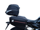 Image of the Ventura EVO-12 Kit for Honda CB 650R, CBR 650R (21 ->), with a sleek black pack, adjustable EVO-Rack, and L-Bracket with screws. The "Venture Bike" rack seamlessly integrates with any Top-Box Rack design.