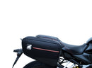 Image of the Ventura EVO-12 Kit for Honda CB 650R, CBR 650R (21 ->), with a sleek black pack, adjustable EVO-Rack, and L-Bracket with screws. The "Venture Bike" rack seamlessly integrates with any Top-Box Rack design.