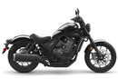 The image showcases the Ventura EVO-12 Bike-Pack Kit for the Honda CMX 1100 Rebel (2021 - >), including the black EVO-12 Pack with logo, an Adjustable Pack-Rack for flexibility, and an L-Bracket with screws.