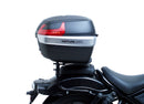 The image showcases the Ventura EVO-12 Bike-Pack Kit for the Honda CMX 1100 Rebel (2021 - >), including the black EVO-12 Pack with logo, an Adjustable Pack-Rack for flexibility, and an L-Bracket with screws.