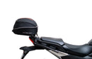 Image of a Ventura EVO-12 Bike-Pack Kit for Honda NC 750X (21 - >), featuring a black pack with orange detail. It includes an adjustable Pack-Rack for secure mounting, the EVO-Rack, and an L-bracket with hardware, all showcased in a generic image.