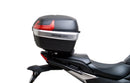 Image of a Ventura EVO-12 Bike-Pack Kit for Honda NC 750X (21 - >), featuring a black pack with orange detail. It includes an adjustable Pack-Rack for secure mounting, the EVO-Rack, and an L-bracket with hardware, all showcased in a generic image.