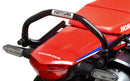 A collage featuring a sophisticated black Honda CRF 300L EVO-12 bike-pack with a bold red stripe, an EVO-RACK for secure mounting, and a standard L-bracket with screws. "Ventura EVO-12 Bike-Pack Kit" is prominently displayed at the top.