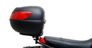 The image showcases a Ventura Honda MSX 125 Grom (21 - >) Bike-Pack Kit with three components: a sleek black EVO-12 Pack with a small logo, an EVO-Rack for mounting, and an L-Bracket with screws. It's perfect for riders seeking versatile storage solutions.