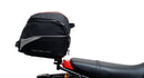 The image showcases a Ventura Honda MSX 125 Grom (21 - >) Bike-Pack Kit with three components: a sleek black EVO-12 Pack with a small logo, an EVO-Rack for mounting, and an L-Bracket with screws. It's perfect for riders seeking versatile storage solutions.