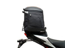 A labeled generic image displays a Honda CB750 Hornet (23 ->) Bike-Pack Kit by Ventura, featuring the versatile Sport-Rack, sleek black EVO-12 Pack with an orange stripe, innovative EVO-Rack for bikes, and handy L-Bracket—shown disassembled with screws.