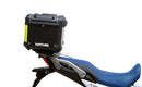 Image displaying the Ventura EVO-12 Bike-Pack Kit for Honda XL 750 Transalp (23->), featuring the EVO-12 pack, Evo-Rack, and an L-bracket with screws. Each labeled component is shown separately against a white background.