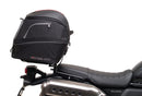 Image showing three components for the Honda CL 500 (23 - >) from Ventura: the EVO-12 bike bag, Evo-Rack Sport-Rack mounted on a motorcycle, and L-bracket (metal rods with screws as generic image).