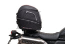 Image showing three components for the Honda CL 500 (23 - >) from Ventura: the EVO-12 bike bag, Evo-Rack Sport-Rack mounted on a motorcycle, and L-bracket (metal rods with screws as generic image).