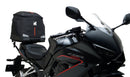 Ventura EVO-12 Bike-Pack Kit for Honda CBR 650R (24 ->) includes a black EVO-12 pack bag, Adjustable Pack-Rack for bike mounting, and a labeled image of the L-Bracket with included screws and metal parts.