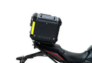 Ventura EVO-12 Bike-Pack Kit for Honda CBR 650R (24 ->) includes a black EVO-12 pack bag, Adjustable Pack-Rack for bike mounting, and a labeled image of the L-Bracket with included screws and metal parts.