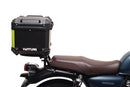 Ventura EVO-12 Bike-Pack Kit for Honda GB 350R (24 ->) includes a black EVO-12 pack, metal Adjustable Pack-Rack mounted on the motorcycle, and L-Brackets with screws, shown as a generic image.