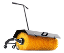 The Husqvarna Brush - suits R322TAWD features a large rotating, angled brush with a black handle and protective cover—ideal for sweeping leaves and efficiently cleaning sidewalks or driveways.