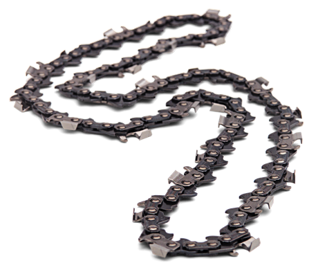 A close-up image of a Husqvarna Saw Chain Loop .325" .058" Micro-Chisel H25 80DL / 20" laid out on a white background. The metal components and cutting teeth are visible, indicating its use for cutting wood and its design for reduced kickback.