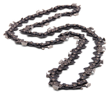 Close-up of the Husqvarna Saw Chain Loop 1/4" .050" Micro-Chisel H00-60DL on a white background. This lightweight chain from Husqvarna features sharp cutting teeth at regular intervals, designed for efficient cutting. The metal links are interconnected to form a continuous loop that fits around the chainsaw's bar, ensuring smooth and clean cuts.