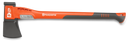 The Husqvarna Splitting Axe S2800 is ideal for splitting large logs, featuring a durable orange and black handle with gray grip sections, a sturdy black blade, and the white Husqvarna logo.