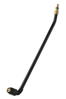 The Husqvarna Angled Spray Lance is a black, L-shaped tool with brass fittings on both ends, designed to clean hard-to-reach areas with precision.