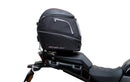 The image of the EVO-12 Bike-Pack Kit displays three components: a Ventura bike-pack with logo, an EVO-rack seamlessly attached to a Harley Davidson Pan America 1250 frame, and an L-bracket with screws and rods.