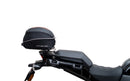 The image of the EVO-12 Bike-Pack Kit displays three components: a Ventura bike-pack with logo, an EVO-rack seamlessly attached to a Harley Davidson Pan America 1250 frame, and an L-bracket with screws and rods.