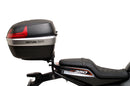 Ventura Harley Davidson X 350 (24 ->) EVO-12 Bike-Pack Kit includes the Evo-Rack, an EVO-12 pack, and a black L-bracket with screws—ideal for your Adjustable Pack-Rack or Top-Box Rack. All items are clearly labeled in the images.