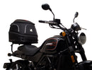 A labeled diagram displays the Ventura EVO-12 Bike-Pack Kit for Harley Davidson X 500 (24->), featuring an EVO-12 Pack (black bag), Adjustable Pack-Rack (rear rack), and a generic L-Bracket with screws and rods, all clearly labeled.
