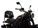 A labeled diagram displays the Ventura EVO-12 Bike-Pack Kit for Harley Davidson X 500 (24->), featuring an EVO-12 Pack (black bag), Adjustable Pack-Rack (rear rack), and a generic L-Bracket with screws and rods, all clearly labeled.