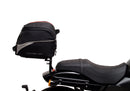 A labeled diagram displays the Ventura EVO-12 Bike-Pack Kit for Harley Davidson X 500 (24->), featuring an EVO-12 Pack (black bag), Adjustable Pack-Rack (rear rack), and a generic L-Bracket with screws and rods, all clearly labeled.