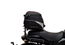 A labeled diagram displays the Ventura EVO-12 Bike-Pack Kit for Harley Davidson X 500 (24->), featuring an EVO-12 Pack (black bag), Adjustable Pack-Rack (rear rack), and a generic L-Bracket with screws and rods, all clearly labeled.