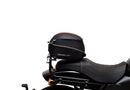 A labeled diagram displays the Ventura EVO-12 Bike-Pack Kit for Harley Davidson X 500 (24->), featuring an EVO-12 Pack (black bag), Adjustable Pack-Rack (rear rack), and a generic L-Bracket with screws and rods, all clearly labeled.