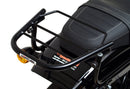 A labeled diagram displays the Ventura EVO-12 Bike-Pack Kit for Harley Davidson X 500 (24->), featuring an EVO-12 Pack (black bag), Adjustable Pack-Rack (rear rack), and a generic L-Bracket with screws and rods, all clearly labeled.