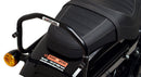 A labeled diagram displays the Ventura EVO-12 Bike-Pack Kit for Harley Davidson X 500 (24->), featuring an EVO-12 Pack (black bag), Adjustable Pack-Rack (rear rack), and a generic L-Bracket with screws and rods, all clearly labeled.