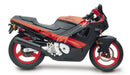 Image of a Ventura EVO-12 Bike-Pack Kit on a Honda CBR 600 FH, FJ, FK, FL (87 >). Includes a black EVO-12 pack, adjustable Pack-Rack, sturdy EVO-Rack on the motorcycle, and versatile L-Bracket with screws for secure mounting.
