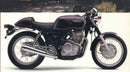 The Ventura EVO-12 Bike-Pack Kit for Honda GB 500 Clubman (89 >) includes a black bike pack, Adjustable Pack-Rack, and L-Brackets with screws, each part labeled and ready for motorcycle installation.