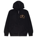 The Metal Mulisha Service Zip Hoodie from Metal Mulisha is a black zip-up featuring an adjustable drawstring hood and two front pockets. This supremely soft hoodie has a relaxed fit and sports a graphic on the left chest that reads, "Metal Mulisha Built to Ride," in yellow-colored text.