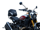 The EVO-12 Bike-Pack Kit offers a stylish Ventura EVO-12 pack with an orange stripe, an adjustable EVO-Rack on the frame, and a detailed L-Bracket with screws. Ideal for Indian FTR models (19 ->), it combines style and functionality for your rides.