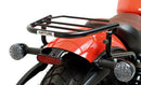 Image featuring a Ventura EVO-12 bike-pack kit for Indian Scout Bobber models, including an EVO-12 pack, Top-Box Rack, and L-bracket with screws. The black pack showcases a logo, while the adjustable rack fits on the bike's rear. A perfect setup for your biking needs.