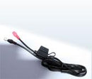 A coiled black Keis audio cable, categorized under Accessories, features red and black connectors. It's placed on a light surface with a visible shadow.