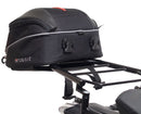 Ventura's EVO-12 Jet-Stream, a black rear rack bag, is securely attached to the bike's metal luggage rack and features side latches with a subtle logo.