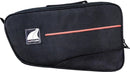 Two Ventura Bonneville travel bags in black with red accents and a logo on the side are featured. The front bag displays a zipper and top carrying handle, while the rear bag appears slightly blurred. Both bags showcase a sleek, modern design.