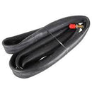 A TUbliss mini floor pump, in black and silver, features a flexible hose, attached nozzle, comfortable black handle grip, small foldable foot stand, with "MINI FLOOR PUMP" printed boldly on the side.