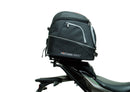 The Ventura EVO-12 Bike-Pack Kit for Kawasaki Z H2 SE (20 - >) includes a sleek black EVO-12 pack, an adaptable Evo-Rack for rear mounting, and a black L-bracket with installation screws.